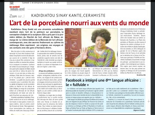 Le Soleil - Interview lors de mon retour sur la TERANGA